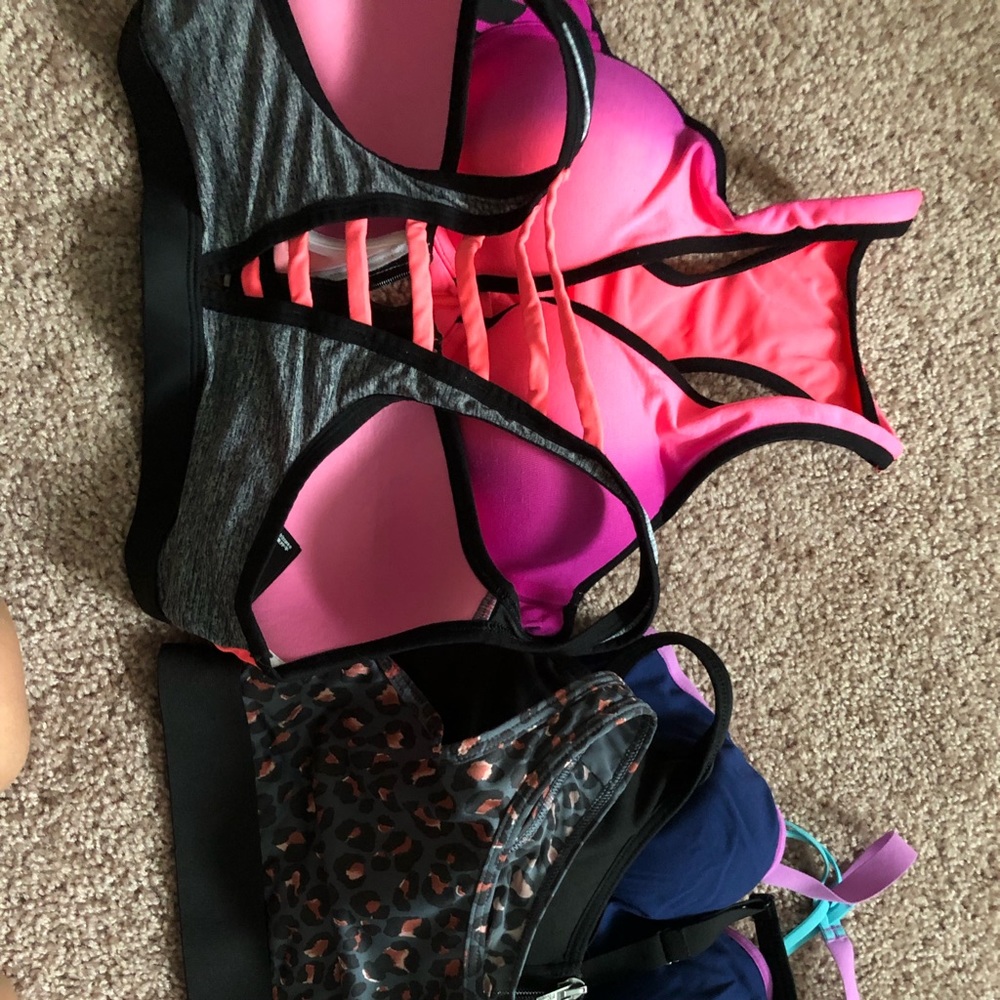 Victoria’s Secret Sport and VS pink bras.